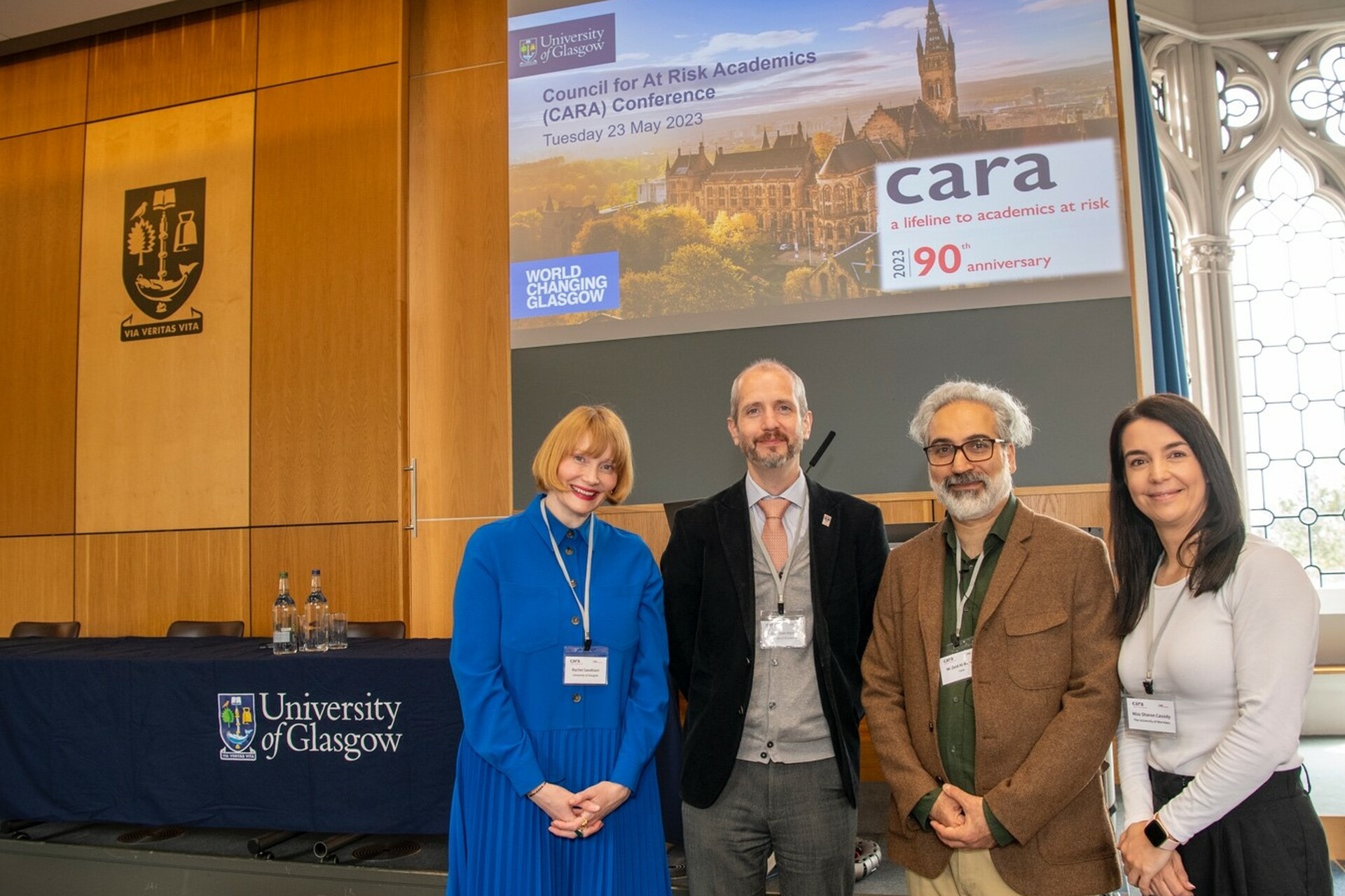 Pictured from left to right: Rachel Sandison (Glasgow), Christian Harding (St Andrews), Zeid Al-Bayaty (Cara), Sharon Cassidy (Aberdeen)