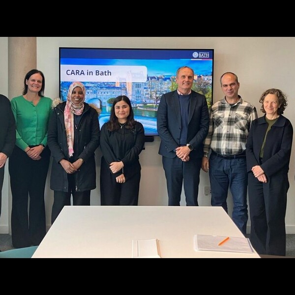 Cara Chair Prof. Nicola Dandridge and Team Lead Tim Riches join Cara Fellows and colleagues from the University of Bath. Photo Credit: University of Bath